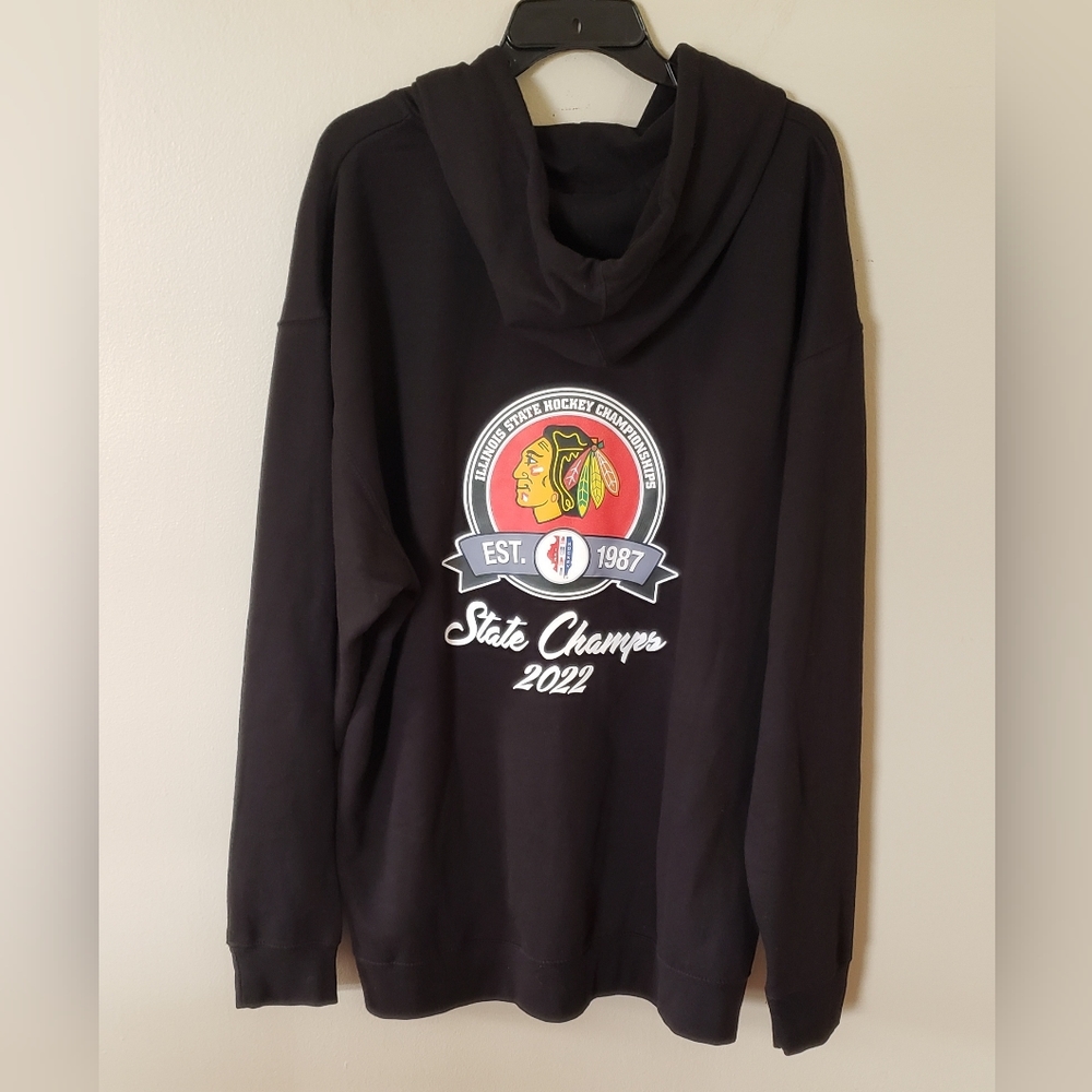 Blackhawk Hockey 2022 State Championships Zip Up Hoodie Sweatshirt Size …